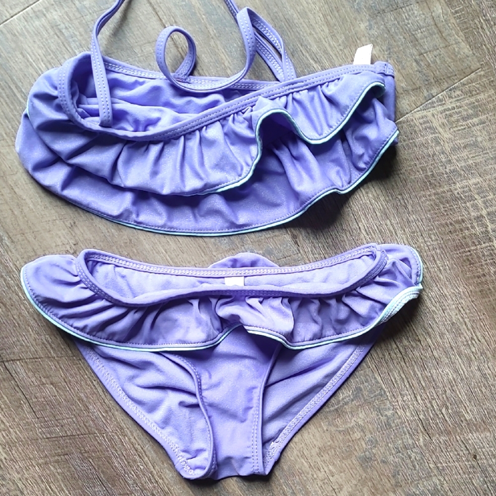 🟢SO Purple Ruffle Bikini Swim Set Size Xs 5 6
